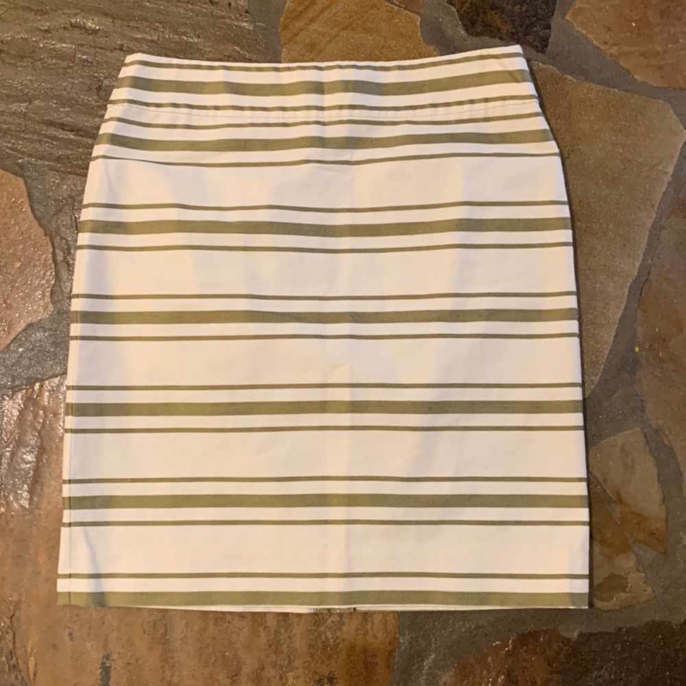 NWT J Crew Factory Gold Metallic Striped Pencil Skirt